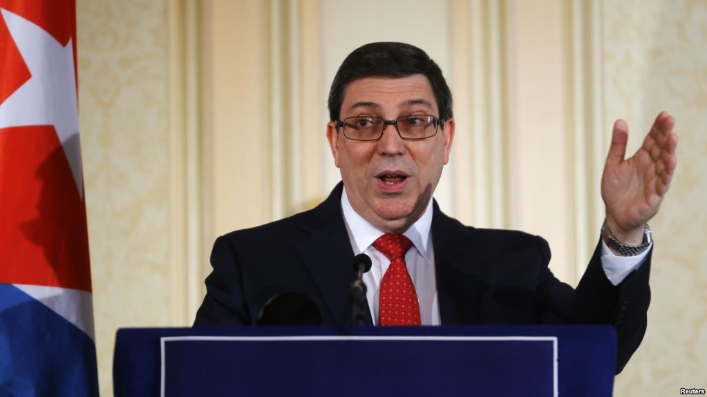 El ministro de Relaciones Exteriores de Cuba, Bruno Rodríguez, habló en una conferencia de prensa en Viena, Austria, el lunes, 19 de junio de 2017.