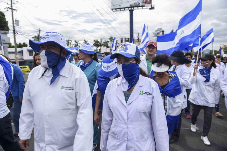 Manifestación de la Unidad Médica de Nicaragua-imagen tomada de la PRENSA
