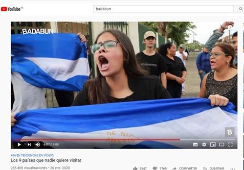 Nicaragua como uno de los países que nadie quiere visitar según canal de YOUTUBE Mexicano  