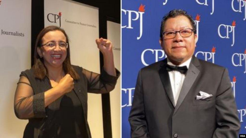 Miguel Mora y Lucía Pineda reciben Premio a la Libertad de Prensa en New York