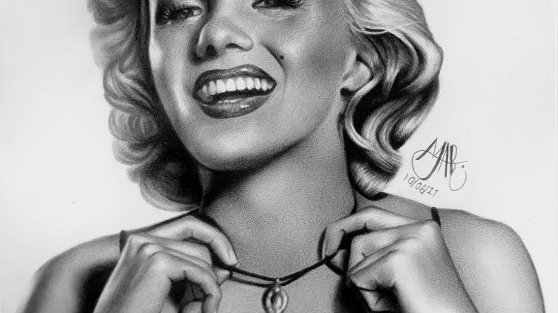 Retrato de famosa artista Marelyn Monroe elaborado por Barquero.