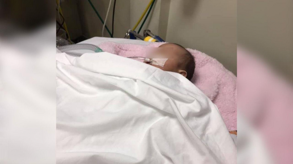 Bebé, Emma Isamar entubada/imagen tomada de Cadenas Noticias