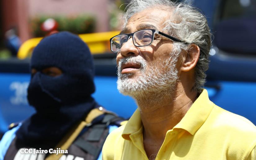 La Policía Nacional presentó en agosto 2018 a Tomás Ramón Maldonado, de 64 años, detenido por "terrorismo, crimen organizado, entorpecimiento de servicios públicos y daños en Jinotepe, Carazo"