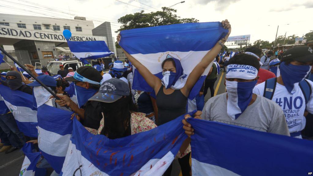 Imagen de una de las protestas en Nicaragua Imagen de Voz de América