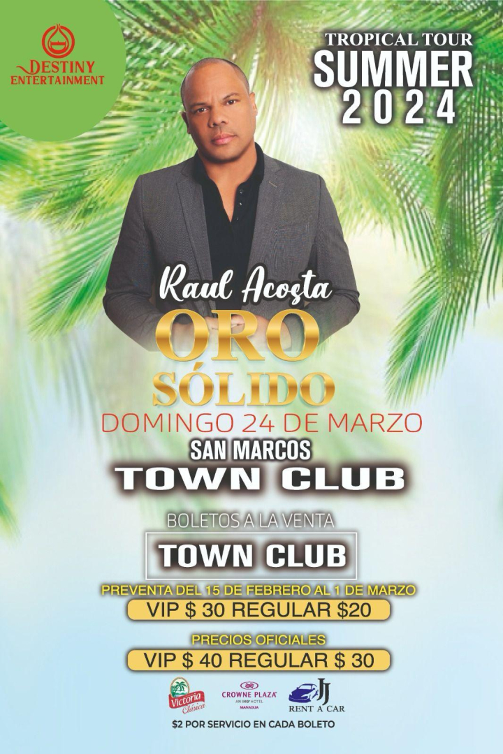 - Domingo 24 de Marzo Oro Sólido estará en Town Club, San Marcos,Carazo
