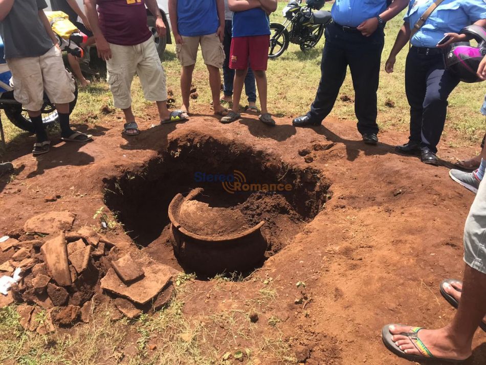 Encuentran vasija con posibles restos funerarios precolombinos, en San Gregorio-Diriamba  