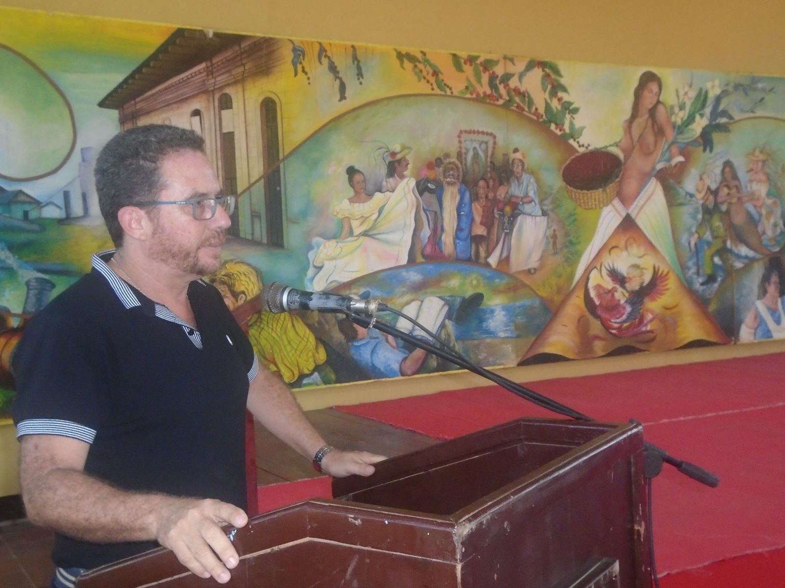 Mariano Madrigal durante un evento en Jinotepe 