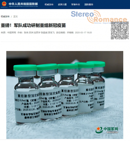 Chinas se prepara para realizar la prueba de la vacuna contra el coronavirus en humanos/imagen tomada de Infobae